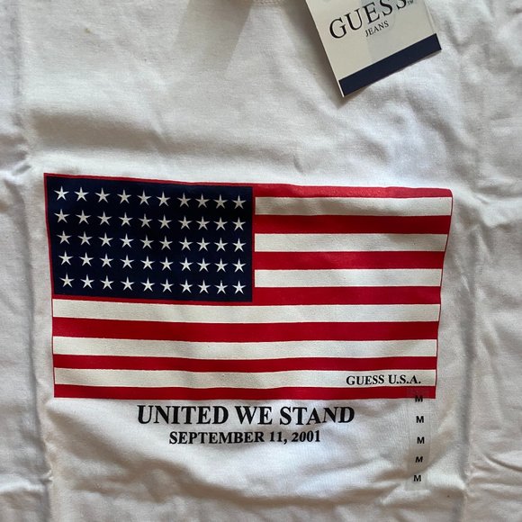 NWT GUESS September 11th 9/11 America USA White Tee Shirt w/ Tags size Medium - Picture 2 of 4